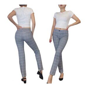 Betabrand Houndstooth Plaid Ankle Zip Front Pockets Yoga Career Pants